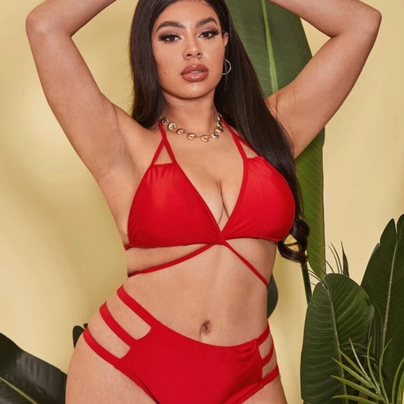 NWT Size 3X Red High Waisted Bikini - Picture 4 of 8